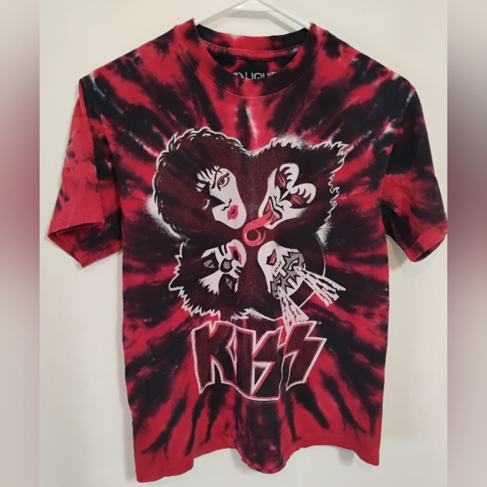 Liquid Blue Red & Blk Tye Dye Shirt/Men's Sz S